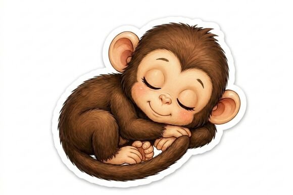 Adorable Chibi-Style Baby Monkey Sticker PNG: Your Go-To Kawaii Design for Creative Projects