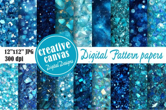Blue Glitter Digital Paper Bundle: Luxe, Versatile & Ready-to-Use Blue Glitter Textures