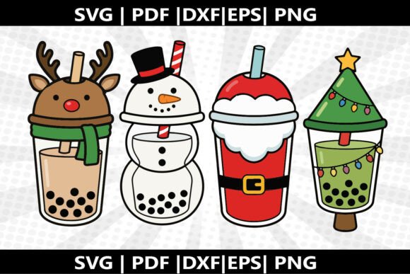 Boba Christmas Tea SVG Cricut Cut File