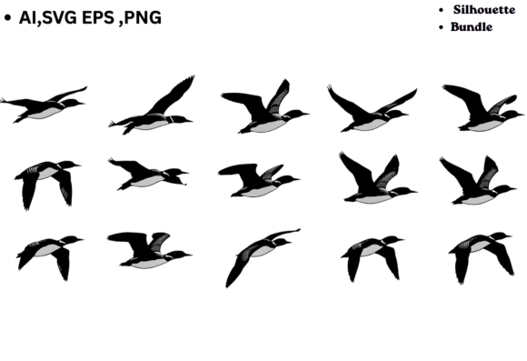 Common Loon Flying Bird SVG Bundle