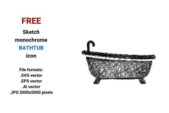 FREE Sketch Bathtub Icon: A Versatile Vector Resource for Designers, Educators, and Developers