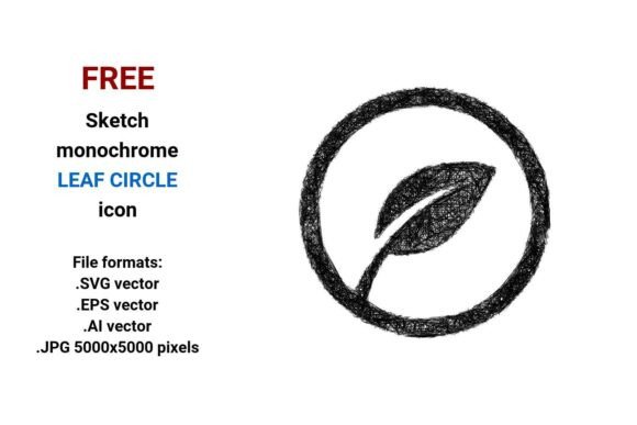 FREE Sketch Leaf Circle Icon