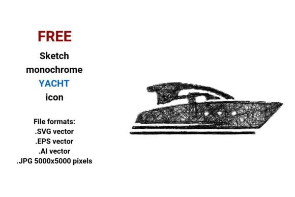 FREE Sketch Yacht Icon — Scalable, Stylish & Ready to Use