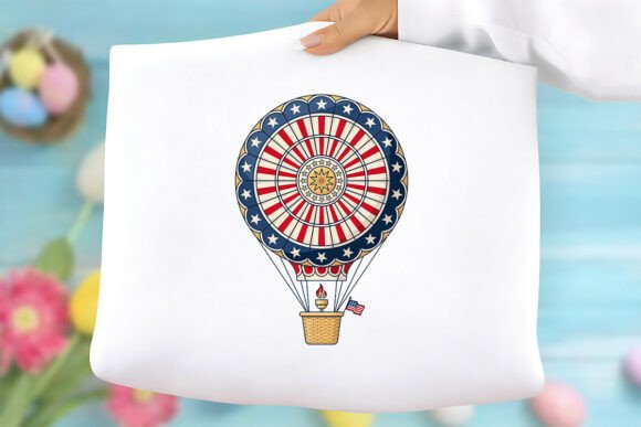 Patriotic Hot Air Balloon USA Flag PNG