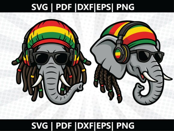 Rasta Elephant SVG Cricut Cut File